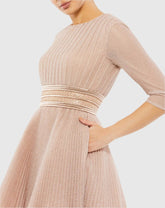 Pink Shimmer Infused Pleated Mini Dress